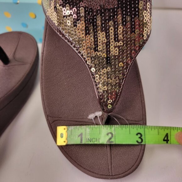 BROWN Sparkly Size 7 Summer Wedge Sandals Rhinestone Embellish Comfy NEW Sandals - Picture 6 of 11